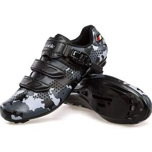 Santic Road Cycling Shoes Grey Camo Ratchet Buckle Mens 11 PC20072303
